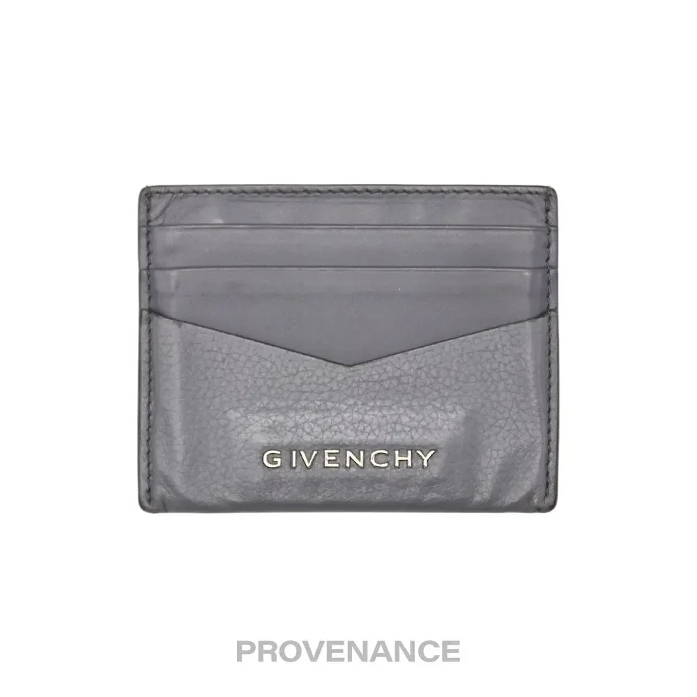 🔴 Givenchy Logo Card Holder Wallet - Grey Leather
